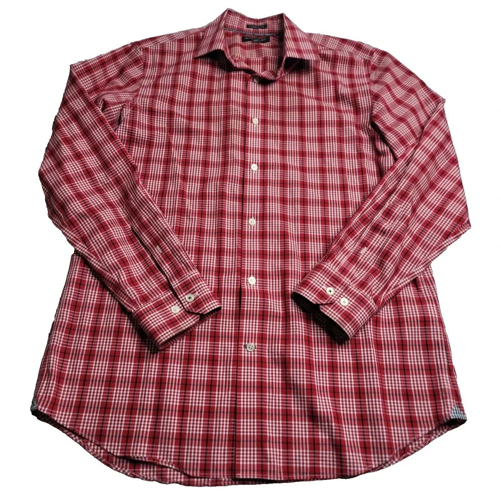 Banana Republic Camden Fit‎ Shirt Men's M Red Plaid Cotton Button Down Non Iron